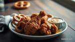 Fried Chicken with Pretzels & Rum Sauce