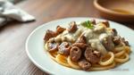 Sear Tender Beef in Creamy Stroganoff Delight