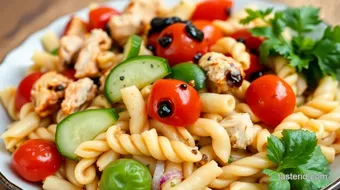 Quick Chicken Pasta Salad with Balsamic recipe card