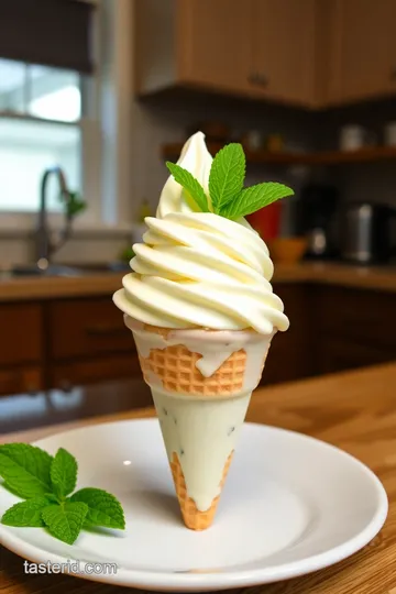 Classic Mint Ice Cream Cone with Chocolate Drizzle steps