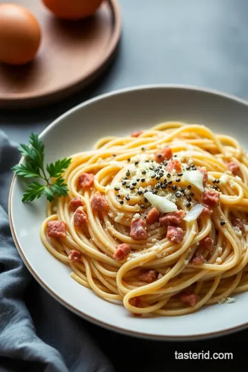 Classic Tonnarelli alla Carbonara presentation