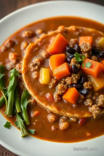Cooked Chipotle Ground Beef Comfort Soup presentation