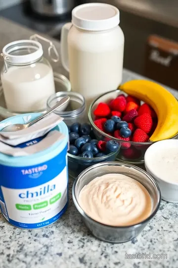 Creamy Berry Protein Shake ingredients