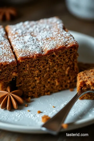 Decadent Gingerbread Slice with Cream Cheese Frosting presentation