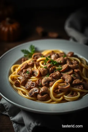 Light & Creamy Beef Stroganoff presentation