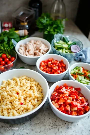 Tasting Table Chicken Pasta Salad Balsamic ingredients