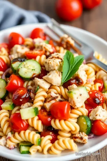 Tasting Table Chicken Pasta Salad Balsamic presentation