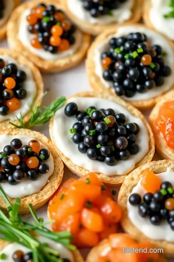 Caviar Tasting Platter with Black Orange and Salmon Caviar presentation