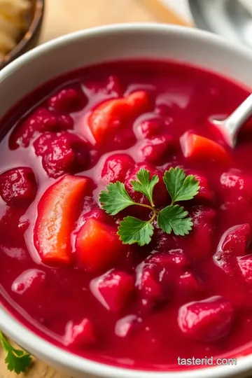 Authentic Beet Borscht presentation